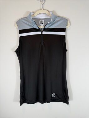 FootJoy FJ Women’s Black and Gray Sleeveless Golf Athletic Top Size Large.